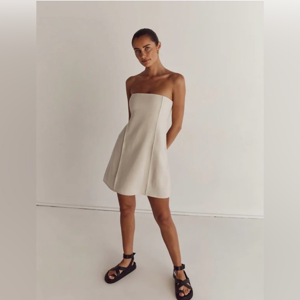 DISSH white strapless mini dress